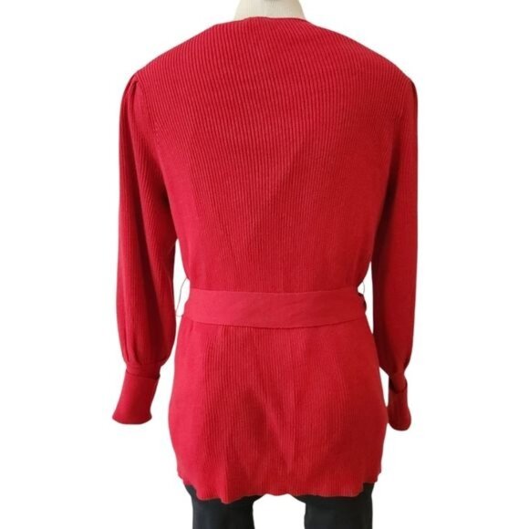 Cabi Sweater Womens Red Cardigan Cabaret Ribbed Cotton Balloon - Picture 13 of 13